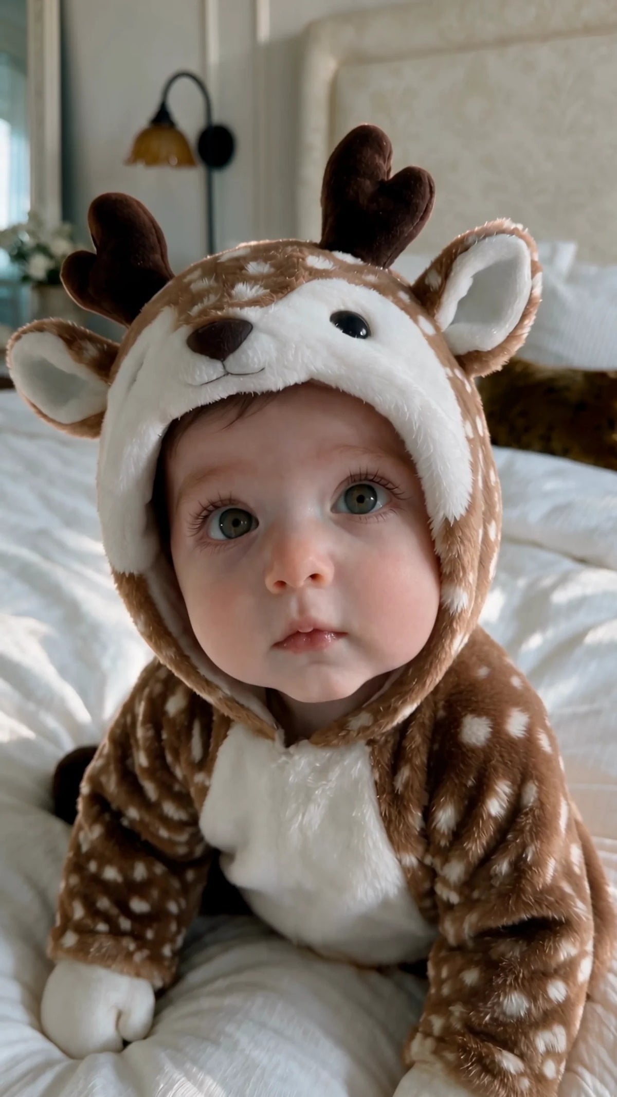 Baby Winteroverall Rentier – Kuscheliger Plüsch-Overall mit Kapuze